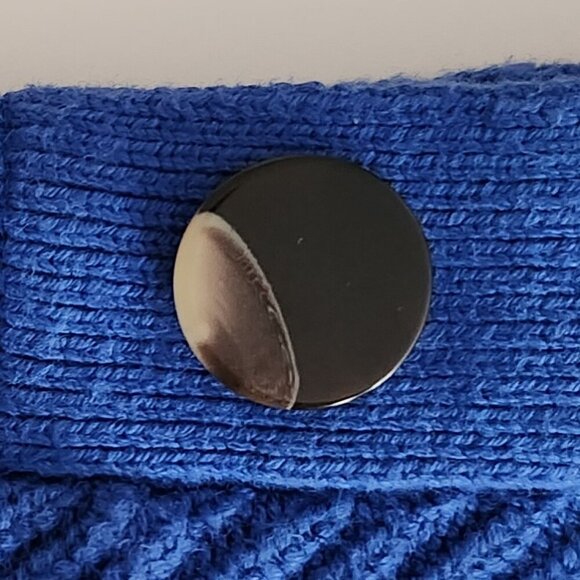 Addition Elle Blue Ribbed Button Shoulder Sweater - 1X - Picture 4 of 6